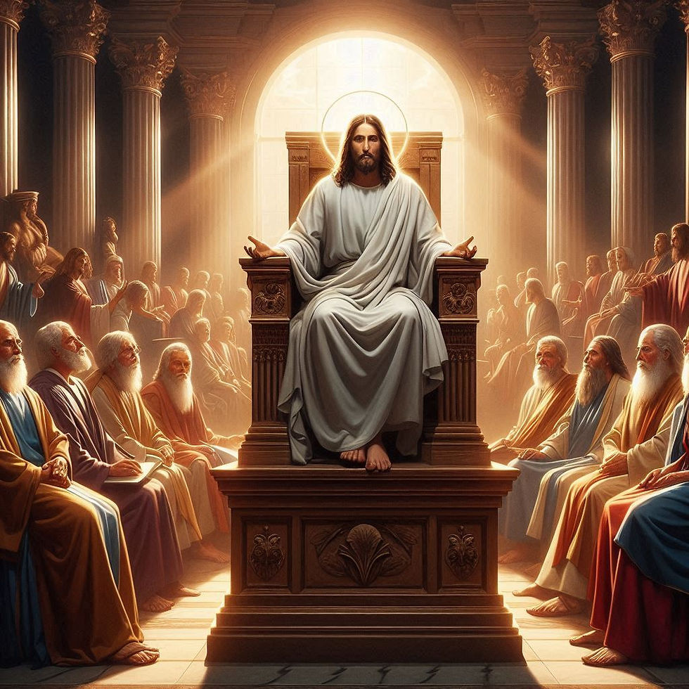 Jesus sitting on a throne and ruling