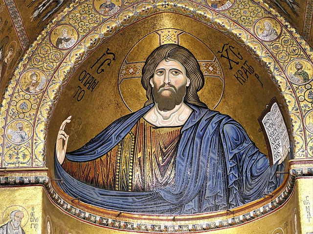 A depiction of Jesus in a church sanctuary