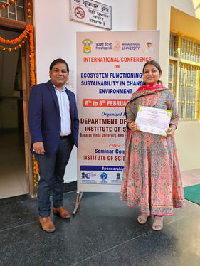 Dr. Anchal won best oral presentation award in the women scientist category at the International Conference on "Ecosystem Functioning and Sustainability in Changing Environment 2025" organised by Department of