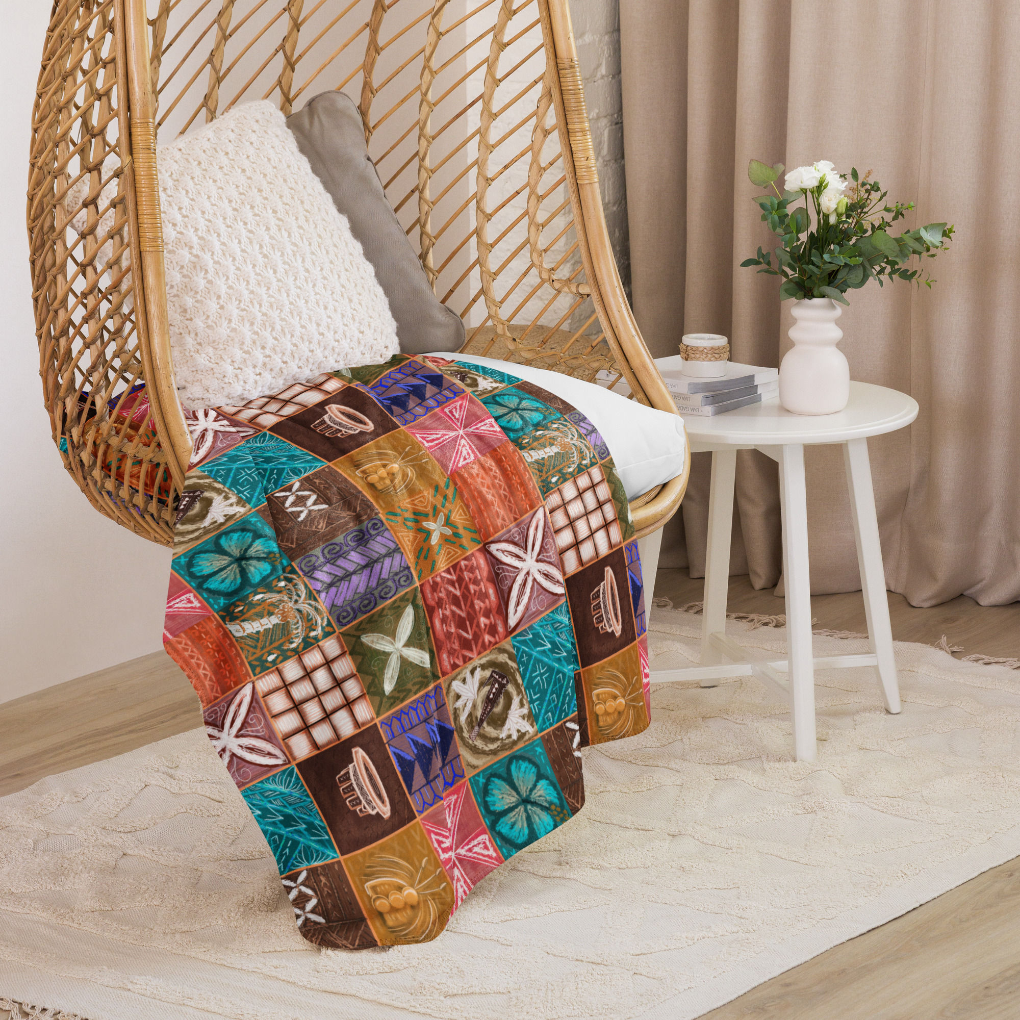 Samoan Patchwork: Sherpa blanket