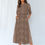 Thumbnail: Samoan Malu Inspired Chocolate Brown Women's Midi Dress