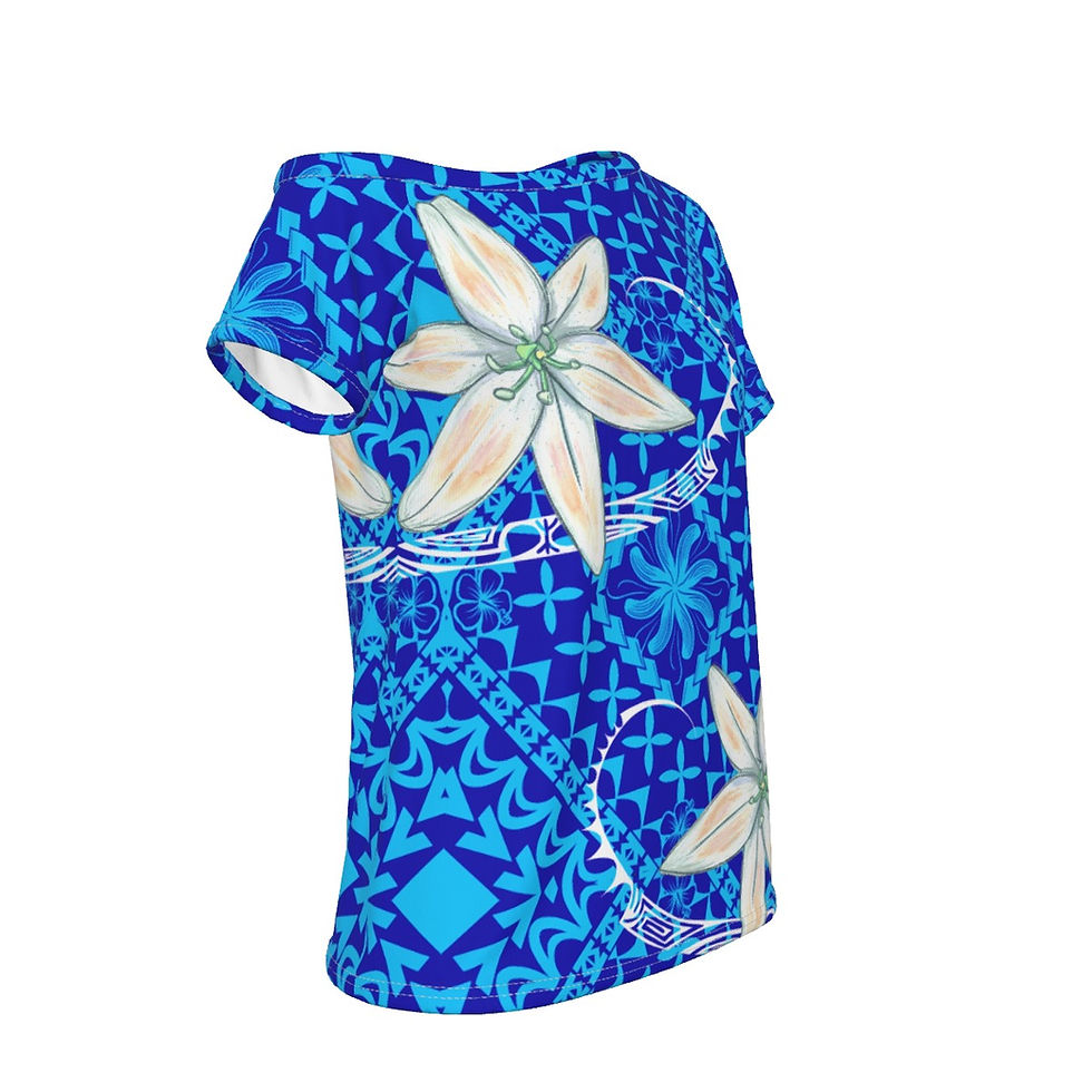 Thumbnail: Lily Lovely Off-Shoulder T-shirt | Deep Blue