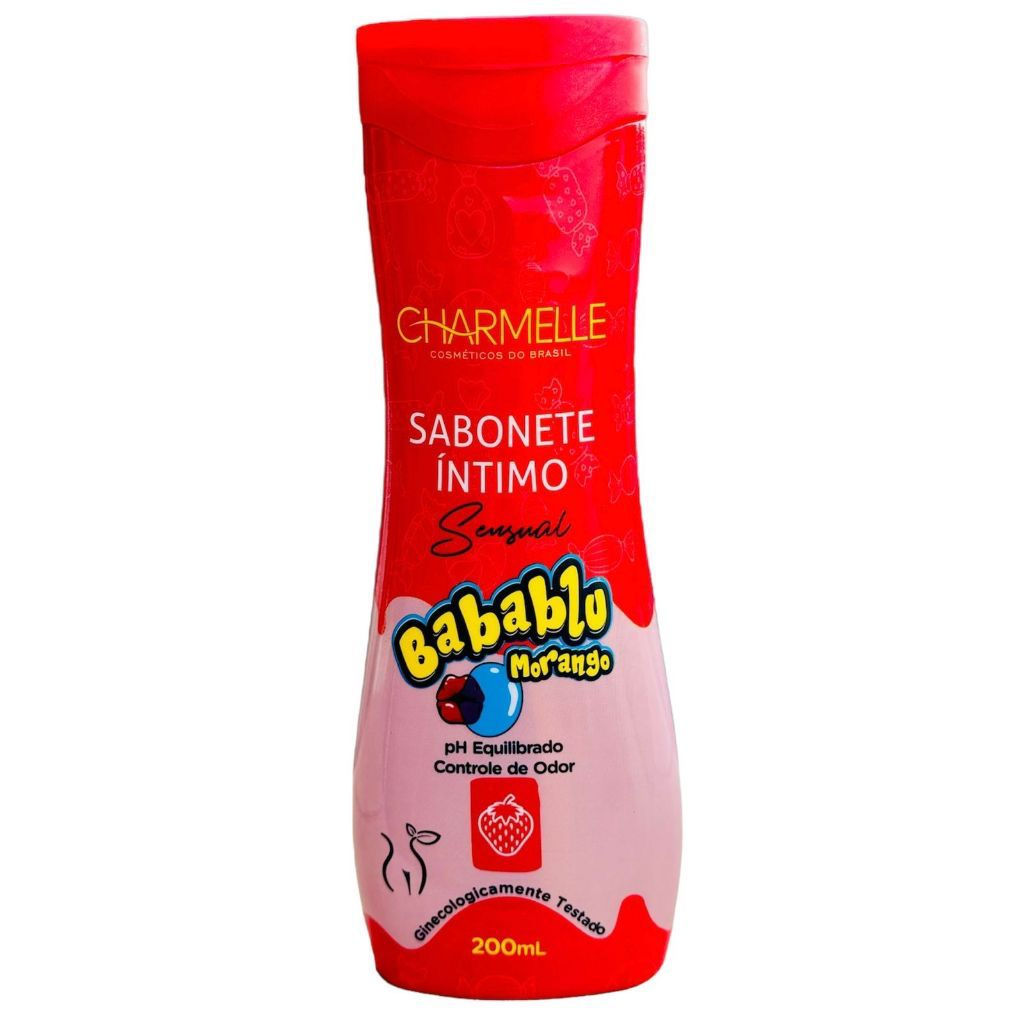 Sabonete Íntimo Babablu Morango Com Cheirinho de Chiclete 200ml - Charmelle