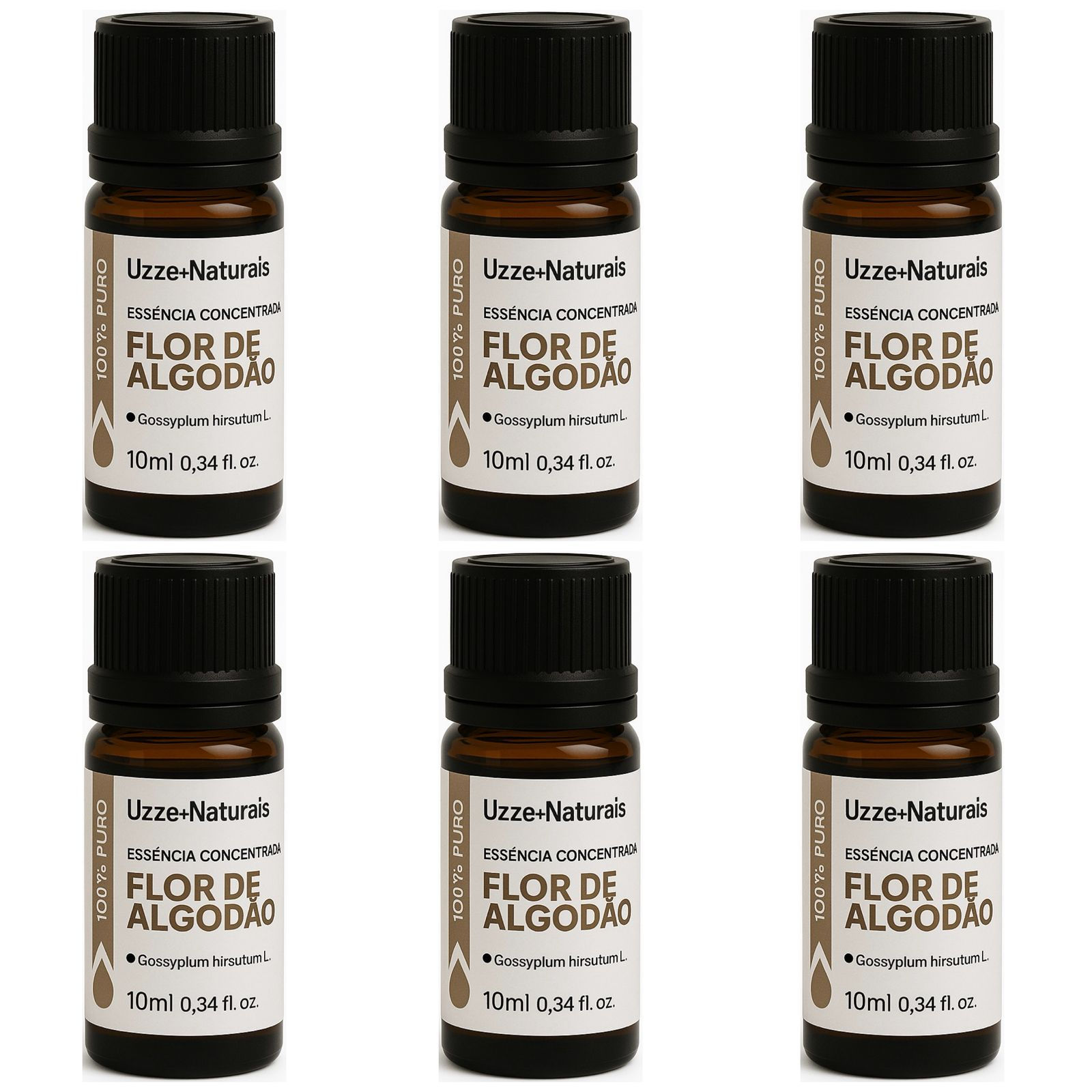 6x Essência Concentrada Flor de Algodão Uzze+Naturais – 100% Pura, 10ml