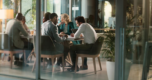 Corporate, people and meeting with laptop in boardroom for project research, teamwork and
