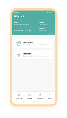 Tampilan Mobile Dashboard Core VA BNI