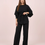Thumbnail: Elegant Cape Sleeve Two-Piece Set for Women | Belted Wide-Leg Outfit – Shahd Cou