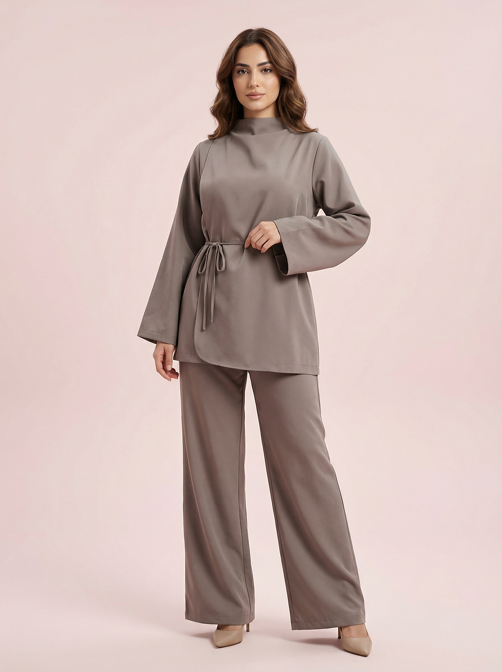 Thumbnail: Ramadan Luxury Modest Two-Piece Set – Wide Leg Pants Collection | Shahd Couture