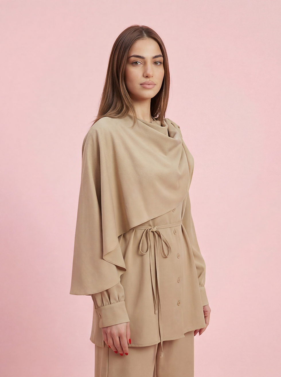 Thumbnail: Cape Wide-Leg Two-Piece Outfit | Shahd Couture