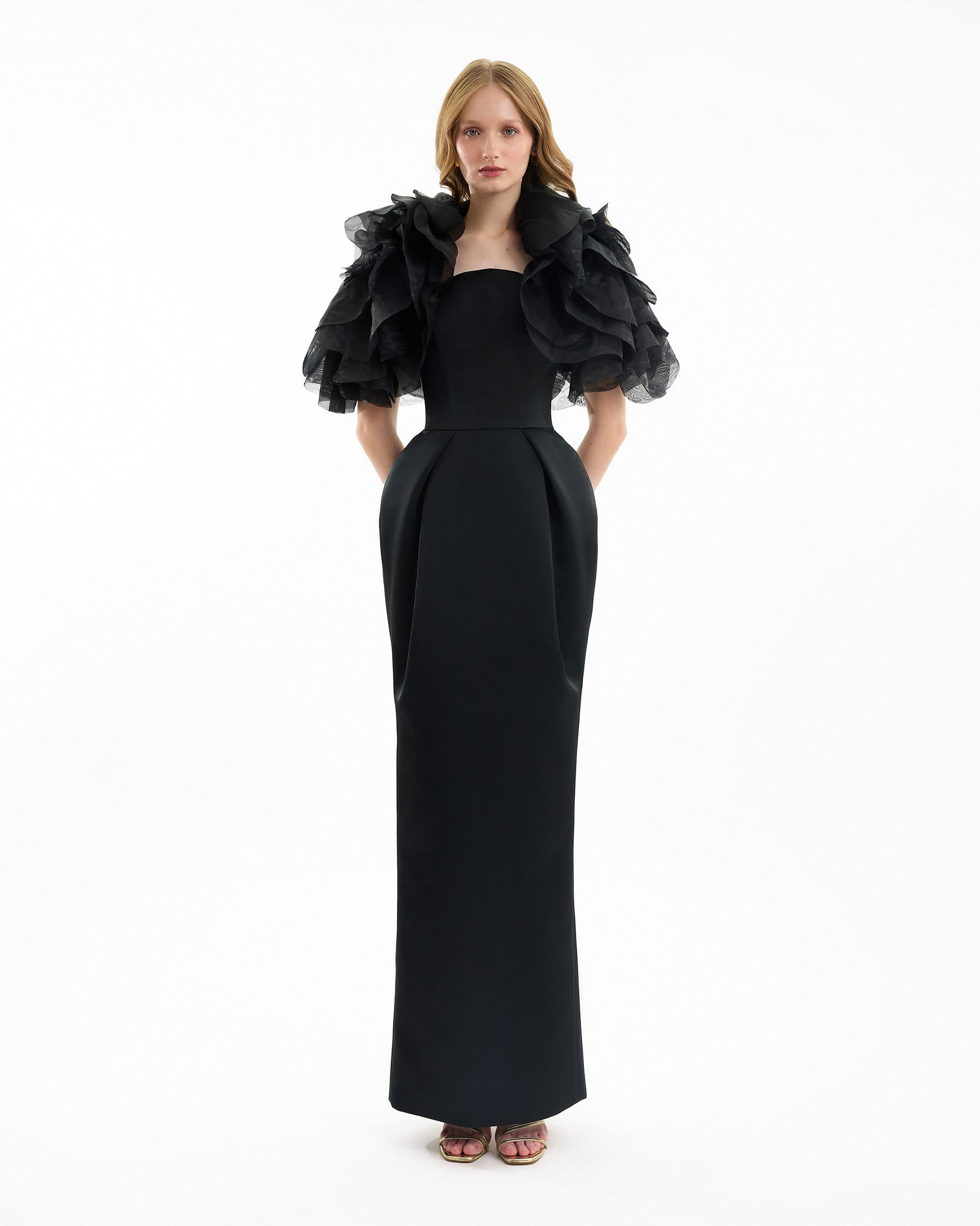 Strapless Dress with Ruffled Bolero