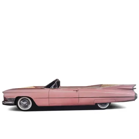 KellerKatze Kratzcabrio Catillac Pink: Rosa Katzenkratzmöbel im Oldtimer-Design aus bedruckter Wellpappe.