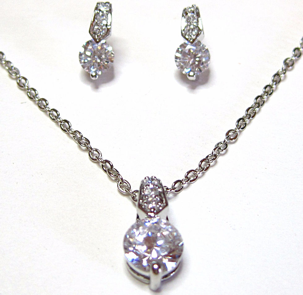 NP129 Delicate Sparkling Crystal Pendant Necklace and Earrings Set