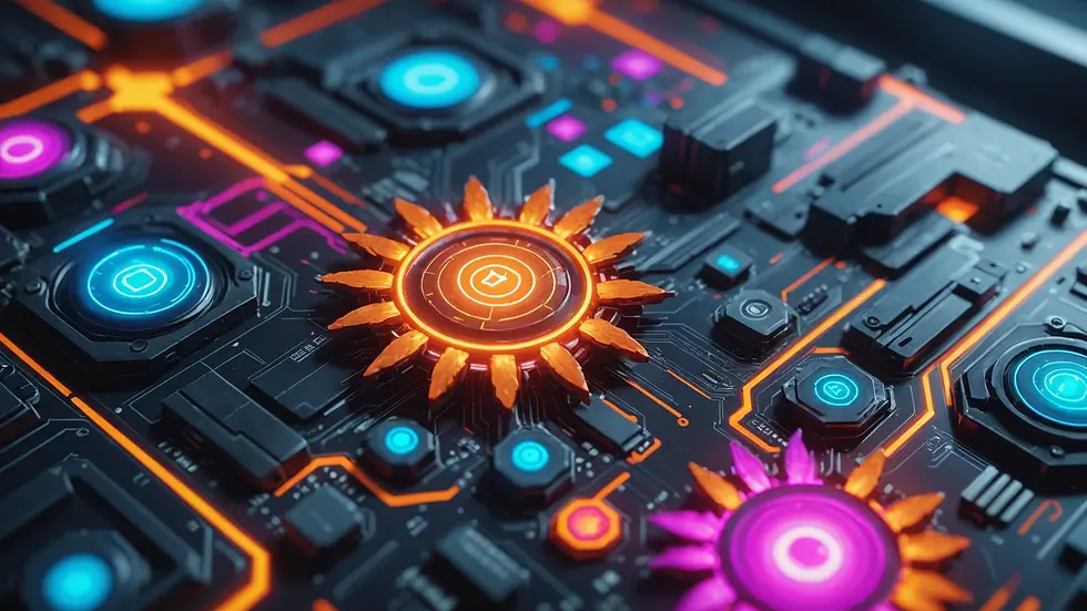 Close-up of a vibrant digital art piece from a video game