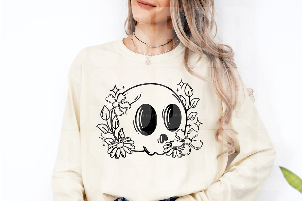 Skellie Floral Black - DTF Transfer