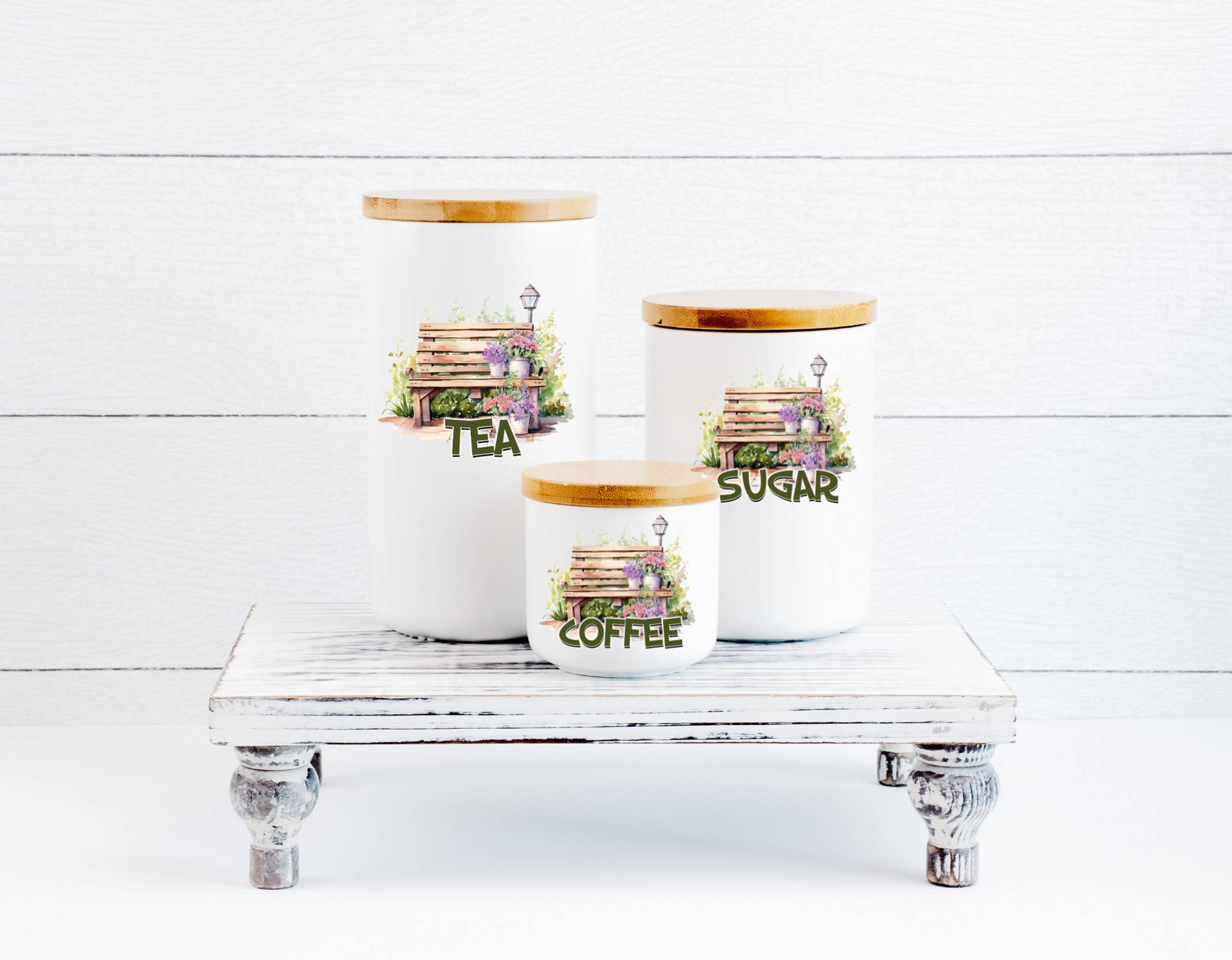 Canisters - Wooden Flower Set of 3