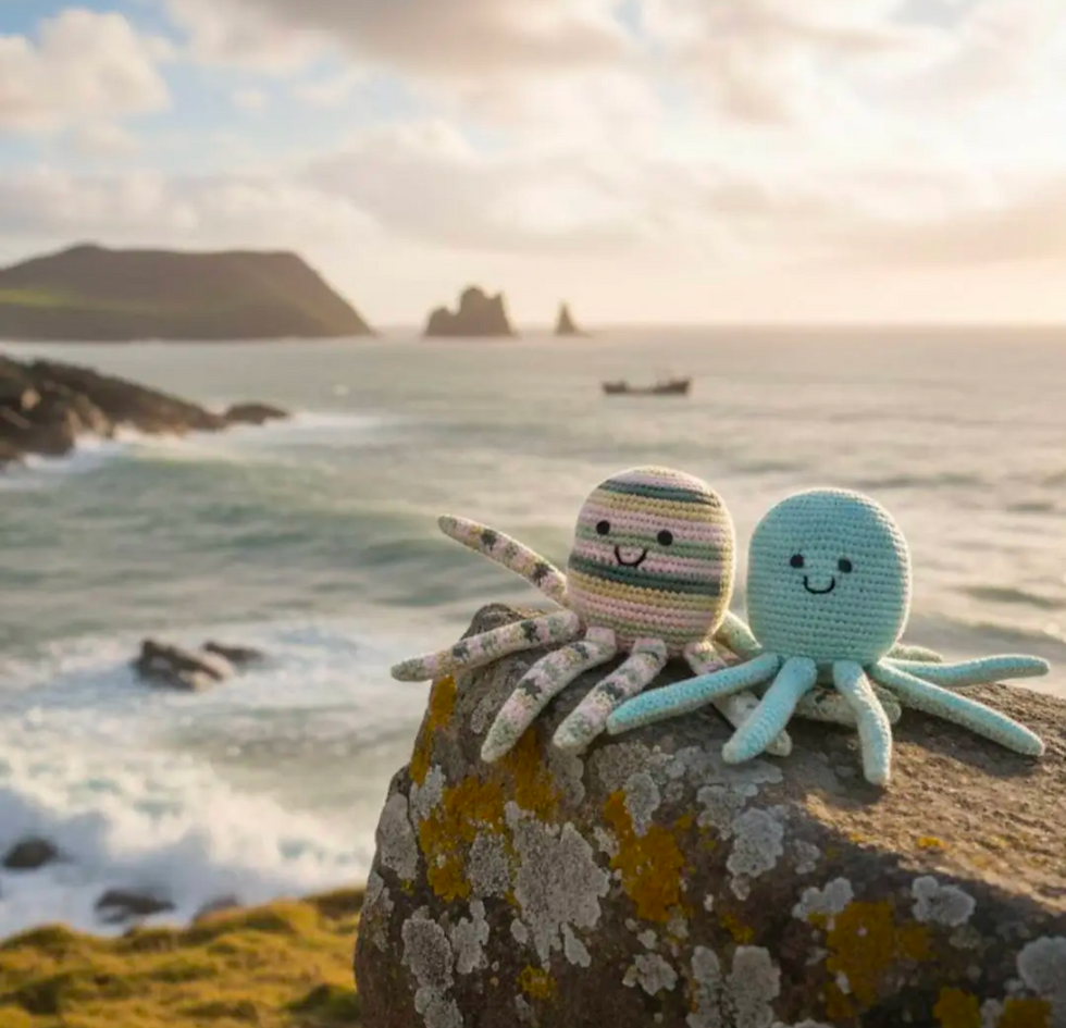 Striped Crochet Octopus Rattle