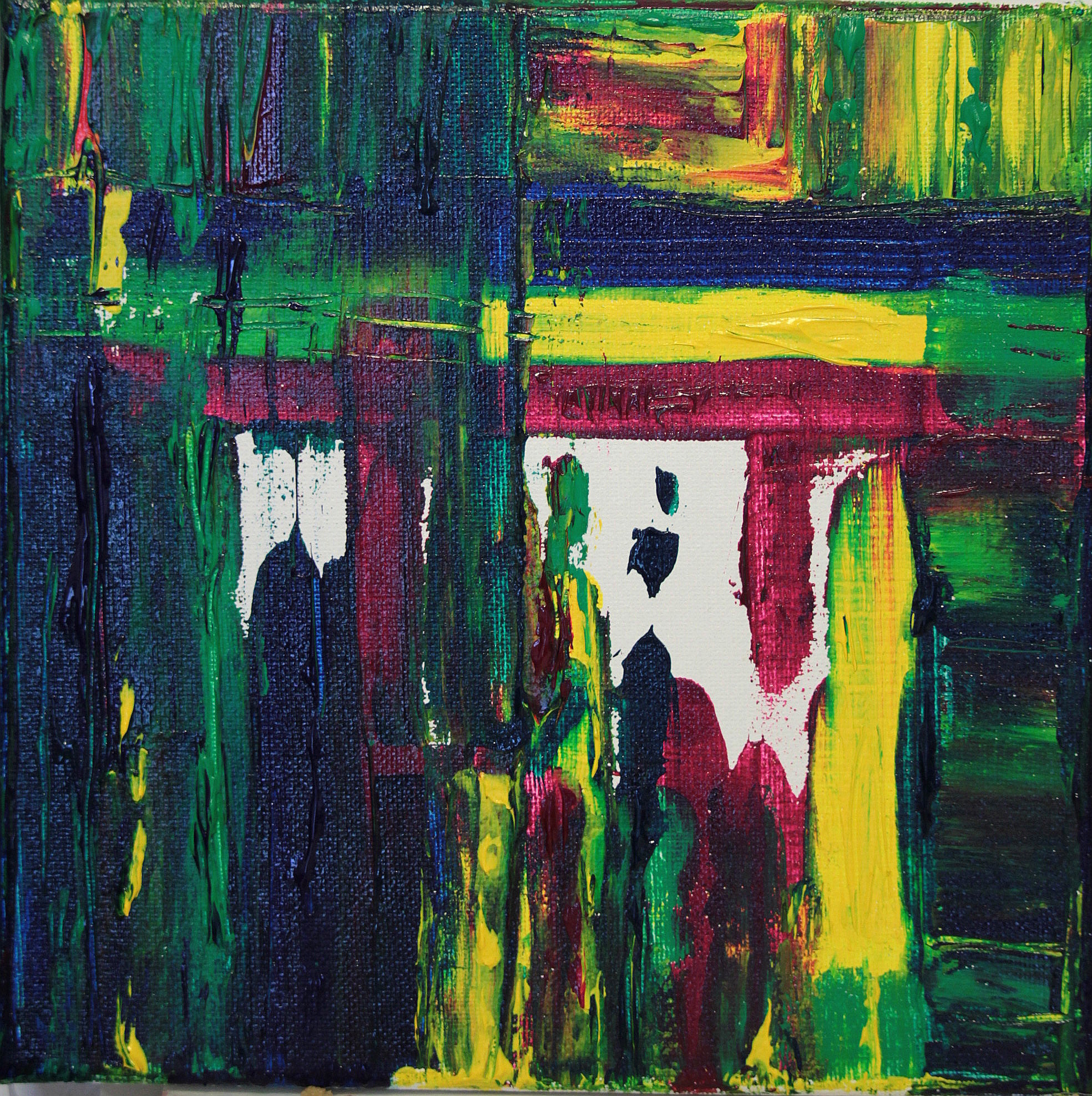 abstract in blue yellow red and green