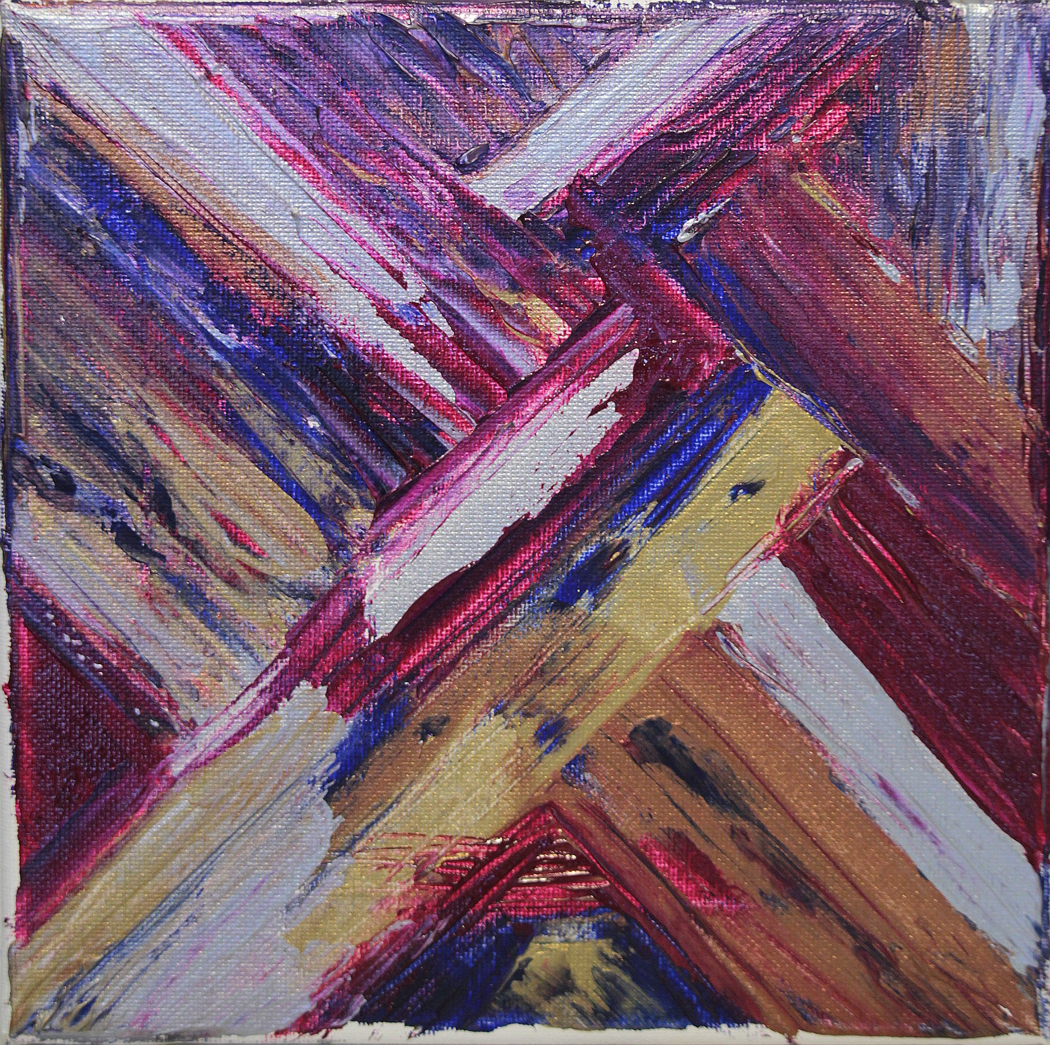 abstract in sliver gold bronze blue and