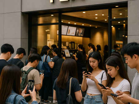一間現代化茶飲店外,年輕消費者們正手持手機拍照、打卡,或低頭滑動社群平台。這樣的景象已成為今日台灣街頭常見的畫面,也象徵著傳統定點茶飲產業積極擁抱數位浪潮。隨著Instagram、TikTok等社群平台的流行,越來越多年輕人習慣在購買茶飲時拍照上傳打卡,分享至網路。這不僅為品牌帶來大量自然曝光,也讓傳統茶飲店開始重視門市外觀設計與產品視覺美學。從這張圖片可以看見,新興社群平台已成為茶飲產業經營不可或缺的一環,店家也從被動等待顧客,轉而主動創造話題與互動。