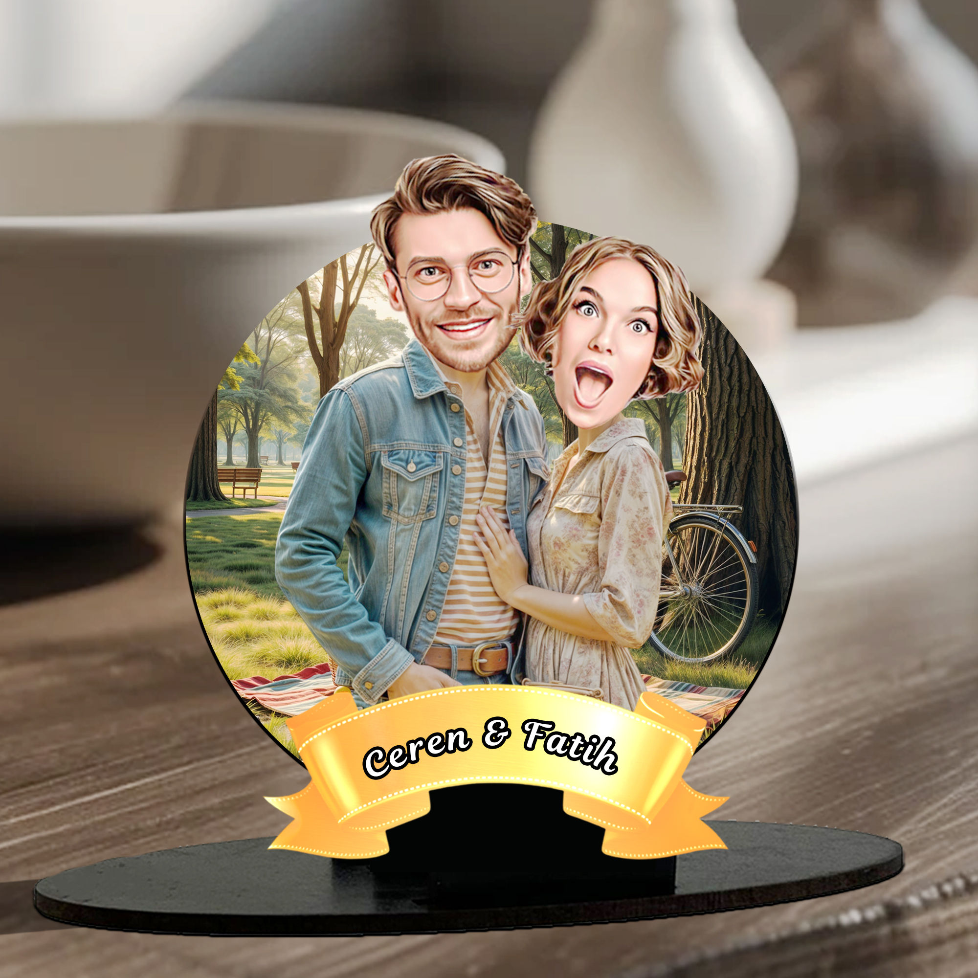 Sevgililer Gününe Özel Nostaljik 3 Boyutlu Karikatür Tasarımlı Biblo - Sevdikler