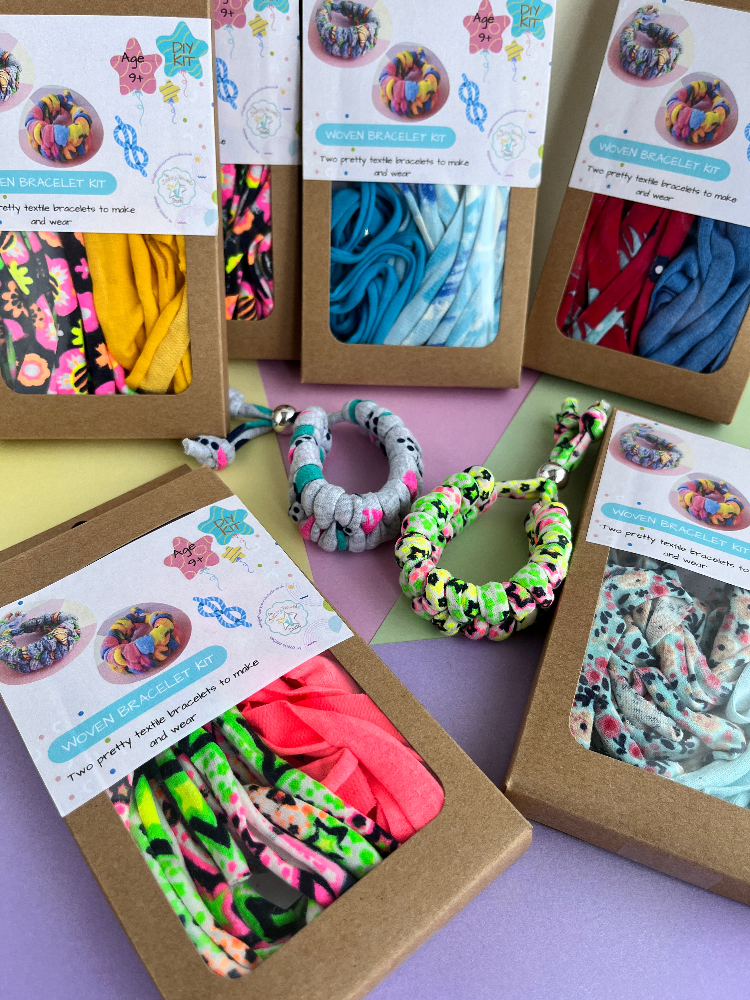 Woven bracelet Kit, beginner craft kit to make a set of two knotted bracelets