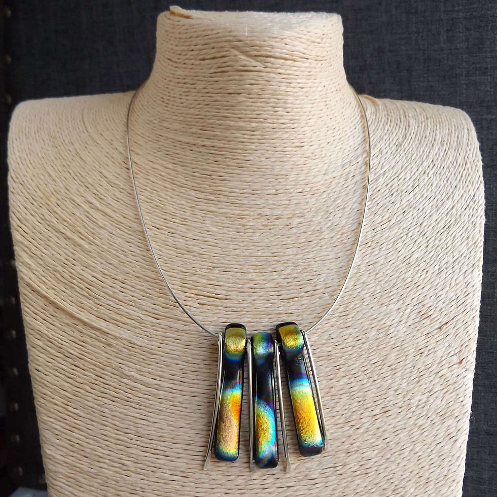 Thumbnail: Sterling silver and Dichroic Glass Necklace - Brio series