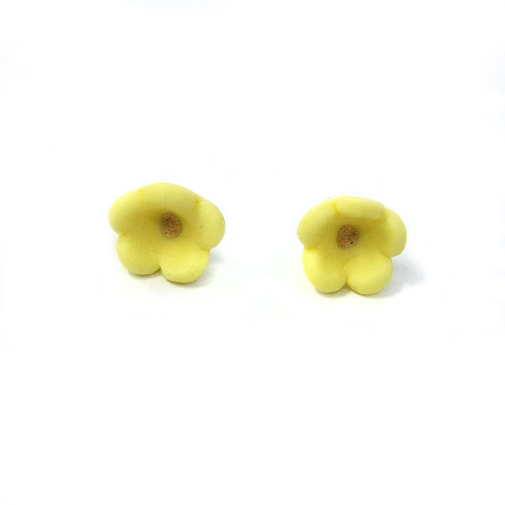 Yellow Porcelain Flower Studs