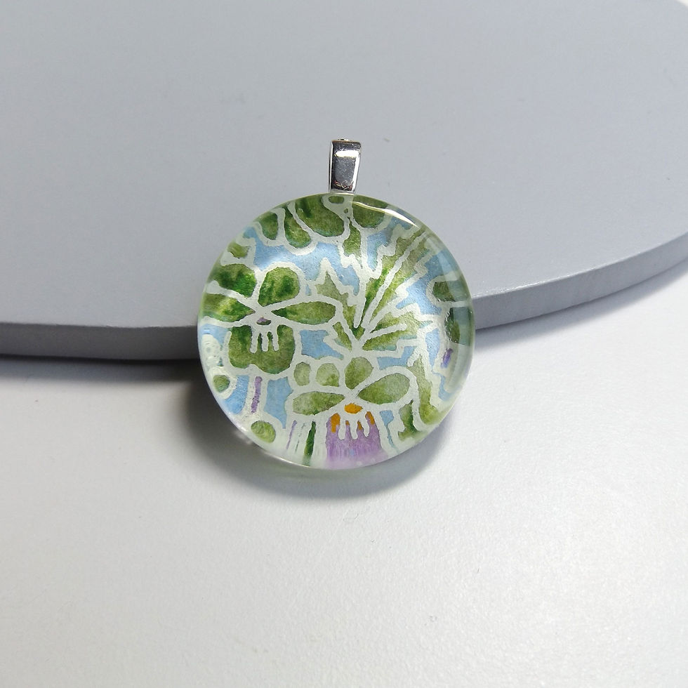 Thumbnail: Spring Meadow -  Chiyogami  Glass Pendant