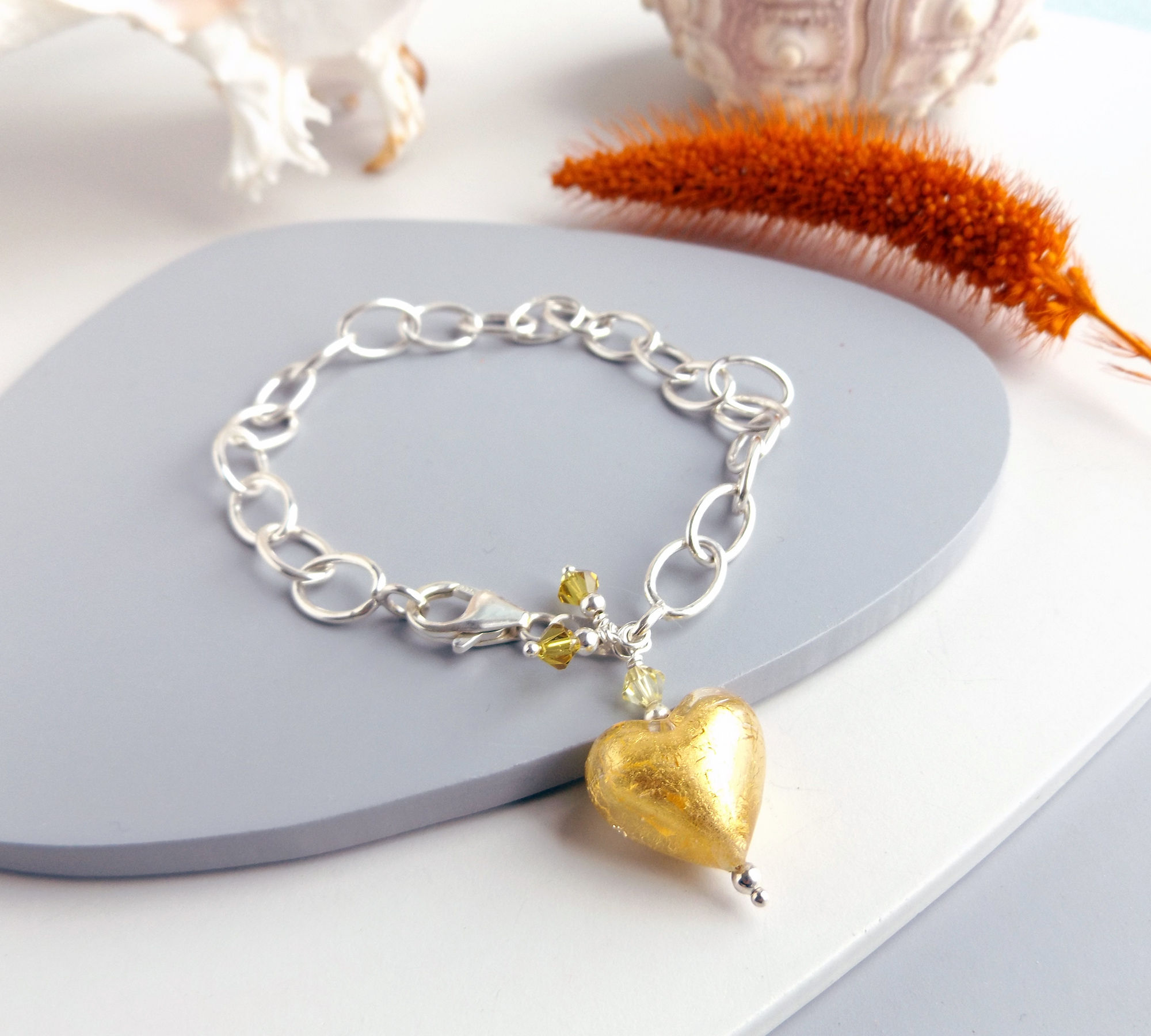 Golden Heart Charm Bracelet
