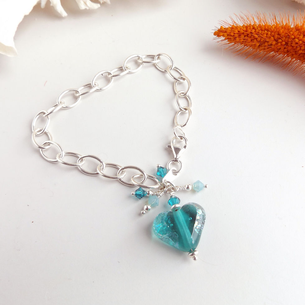 Thumbnail: Turquoise Heart Charm Bracelet