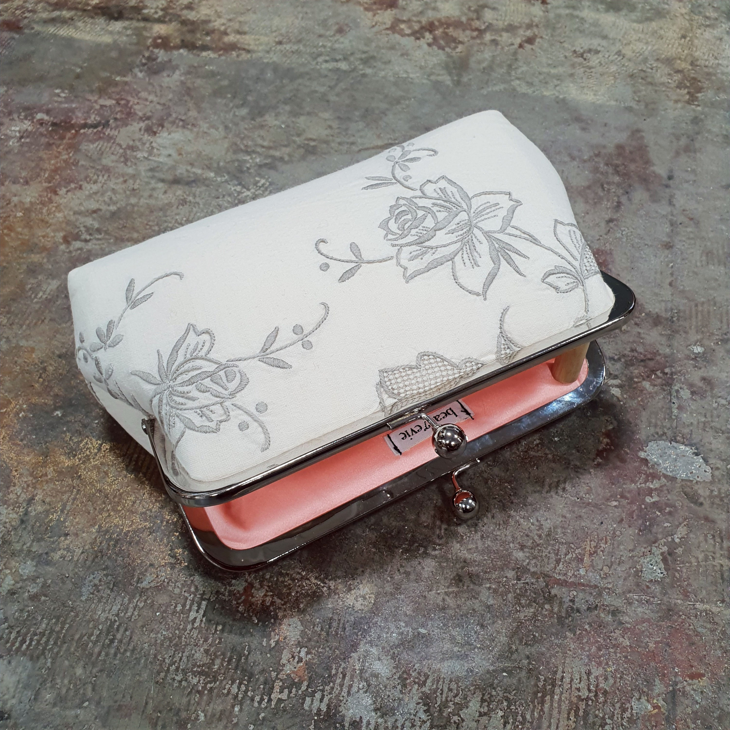 Rosa Vintage Linen Clutch Bag
