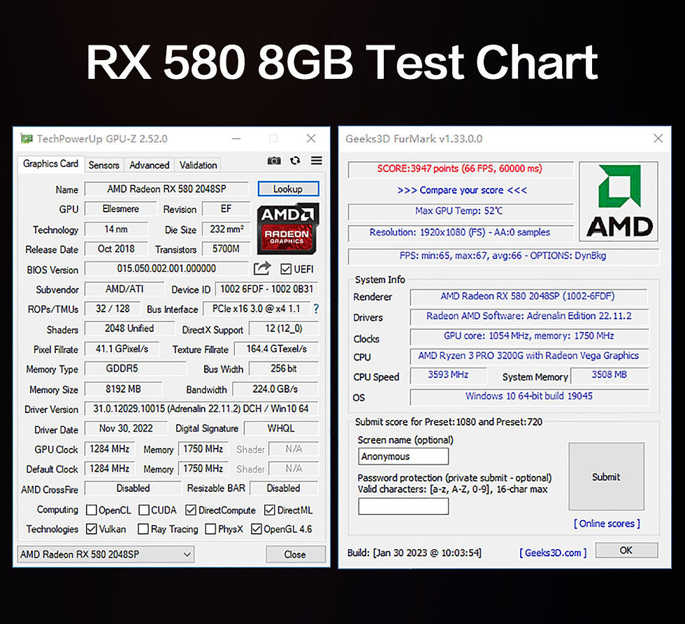 Miniatura: MLLSE AMD RX580 8GB 2048SP RX590 GME 8GB 2304SP GDDR5 256Bit PCI-E 3.0 × 16 Rad