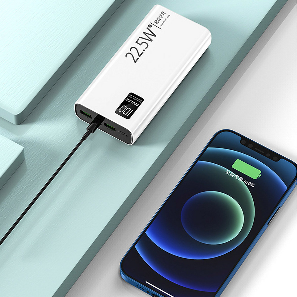 Miniatura: Power Bank 20000mAh Portátil com Tela LCD, Carregamento Rápido e 2 Saídas USB