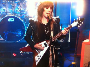 Serena Ryder on Jay Leno Wears Black Leather Studded Jacket