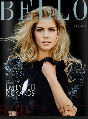 BELLO MAGAZINE Features Emily Bett Rickards Wearing Designer Studs GlamRock by Marla Guloien
