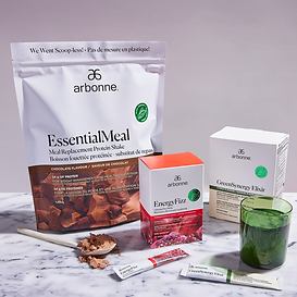 Three daily nutrition essentials curated for healthy living and wellbeing goals. Includes a nutritious EssentialMeal Meal Replacement Protein Shake, an EnergyFizz Ginseng or B Vitamin Fizz Sticks, and GreenSynergy Elixir®; choose your favourite flavours of EssentialMeal and EnergyFizz to customise your pack. The pack contains 1 EssentialMeal Meal Replacement Protein Shake (select flavour), 1 EnergyFizz Ginseng or B Vitamin Fizz Sticks (select flavour), and 1 GreenSynergy Elixir®, with each product formulated to support balanced nutrition, natural energy, and digestive wellness.