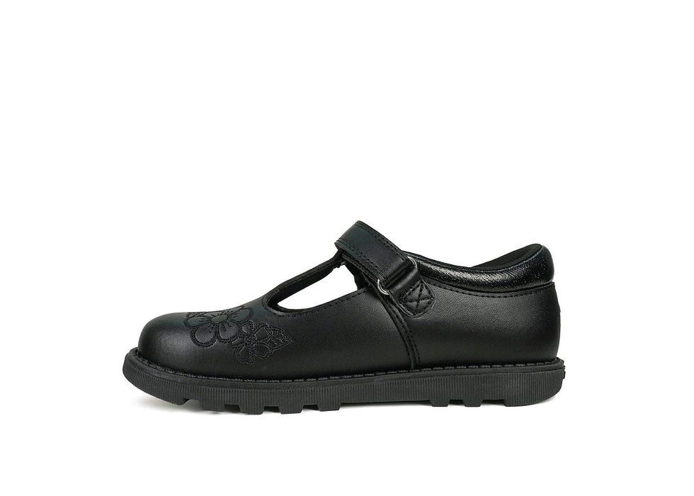ToeZone Black Patent T-Bar School Shoes