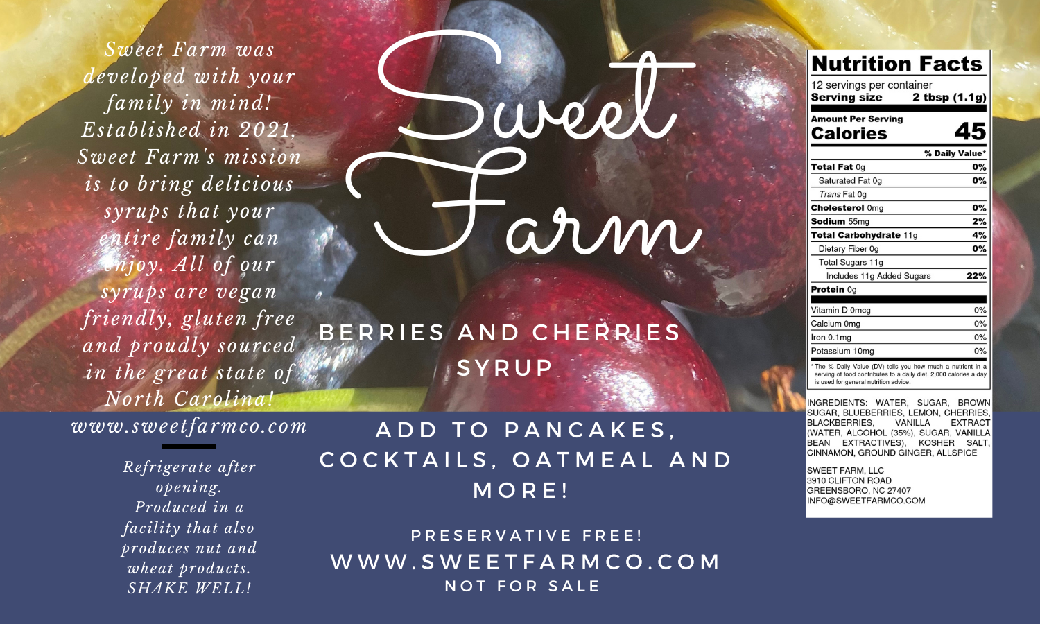 Sweet Farm nutrition label 5