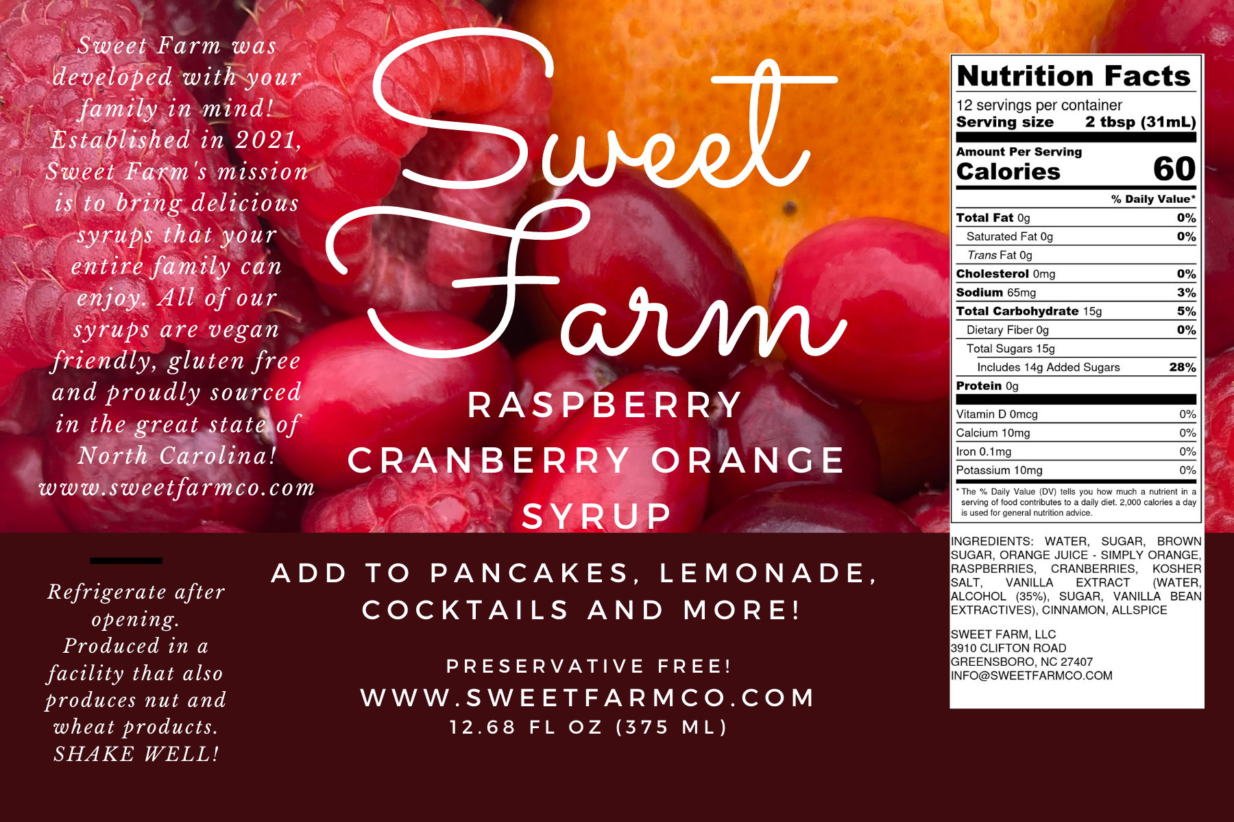 Sweet Farm nutrition label 4