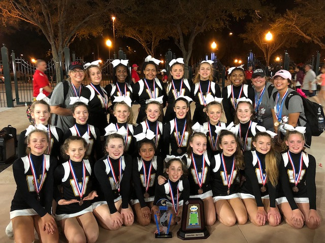 THE WCMS CHEERLEADER finished third at the national cheerleading championship at Disney World on Sunday, Feb. 11 and finished fifth in the world championship. (Photo submitted)