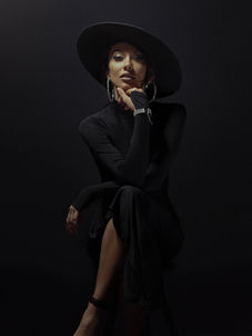 portrait of a woman with Black hat