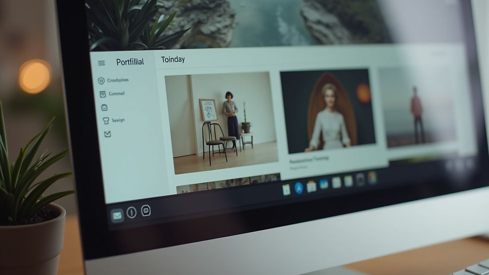 Close-up view of a desktop screen showing a portfolio website editor