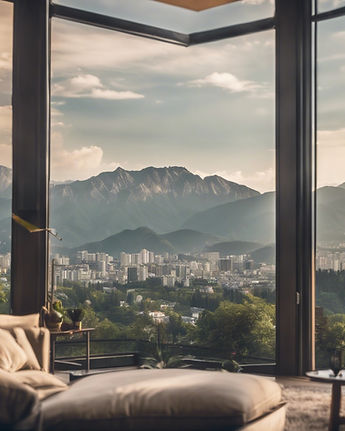 Beautiful city view, with mountains surr