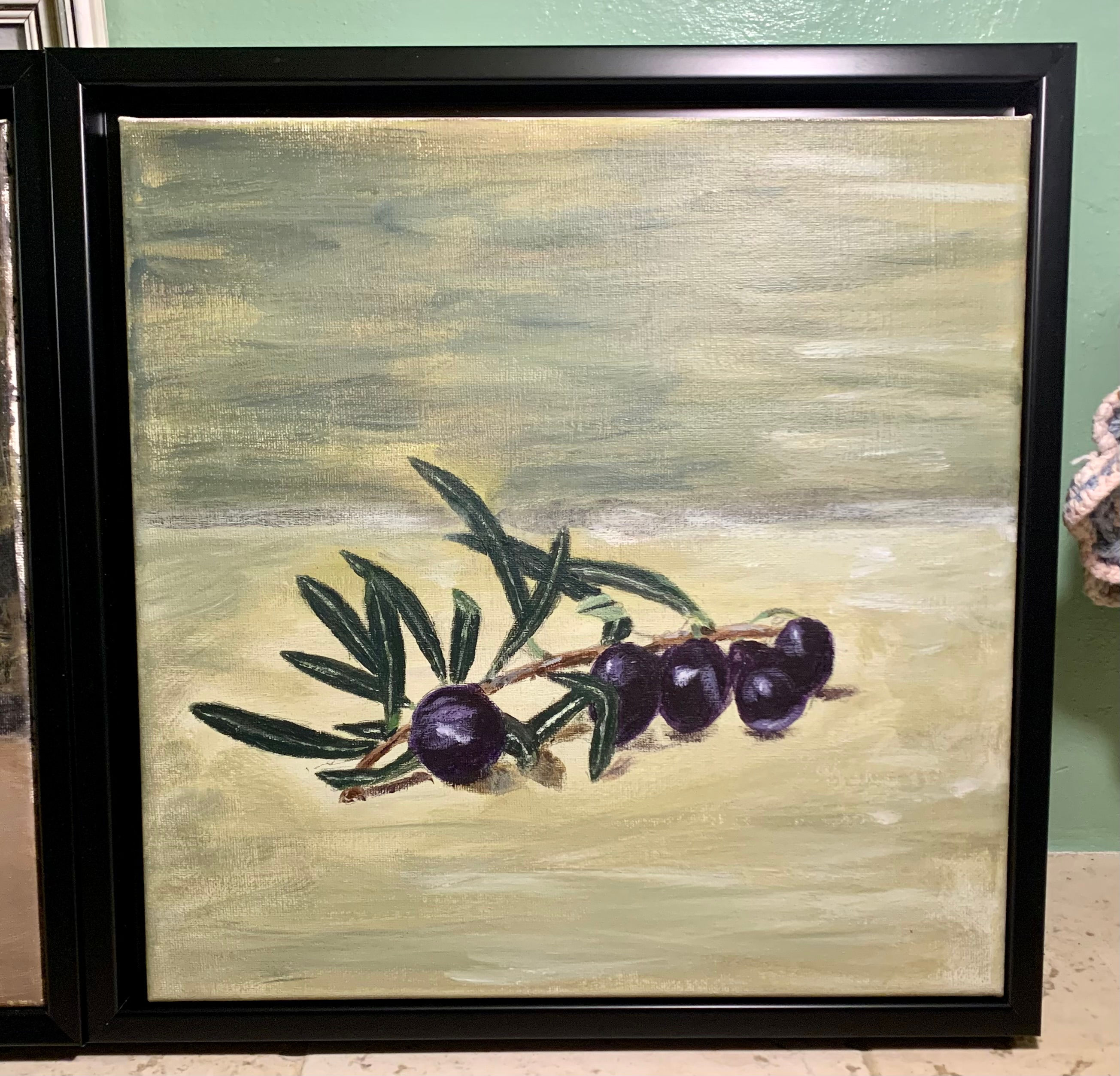 AKRYL PÅ LÆRRED 30 x 30 PAUL QUIST