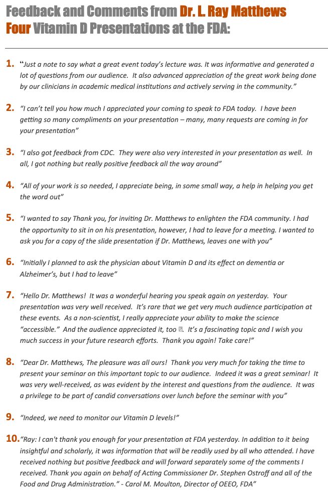 Dr Leslie Ray Matthews - The Leader in Vitamin D Treatment