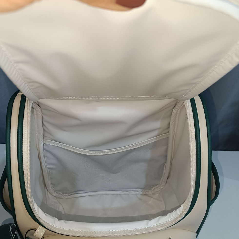 Miniatura: Mochila Maternidade bege e verde escuro, personalizado com nome de seu bebé.