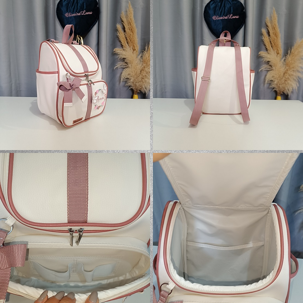 Miniatura: Kit maternidade branco e rosé, personalizado com nome de sua bebé 