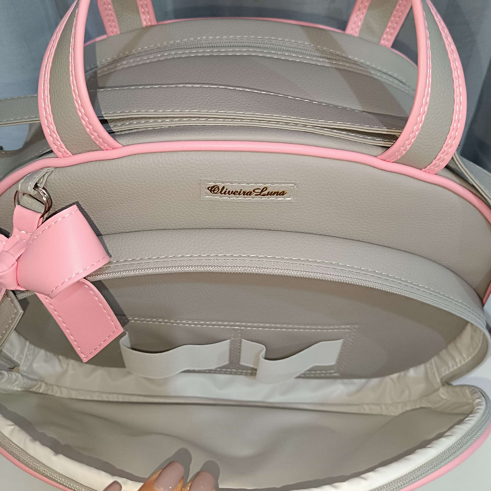 Miniatura: Kit maternidade cinza claro e rosa bebé personalizado com nome da sua bebé 