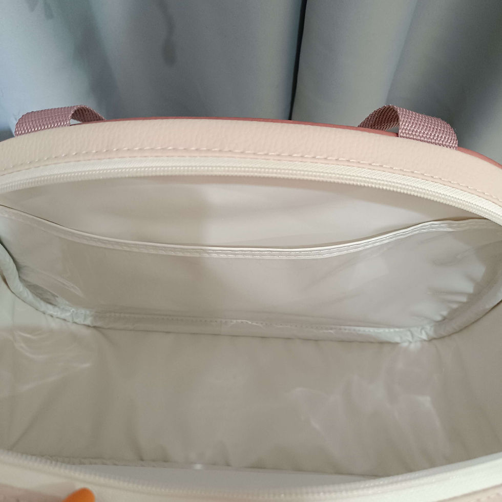 Miniatura: Mala L e porta documentos rosa nude e rosé, personalizado com nome de sua bebé 