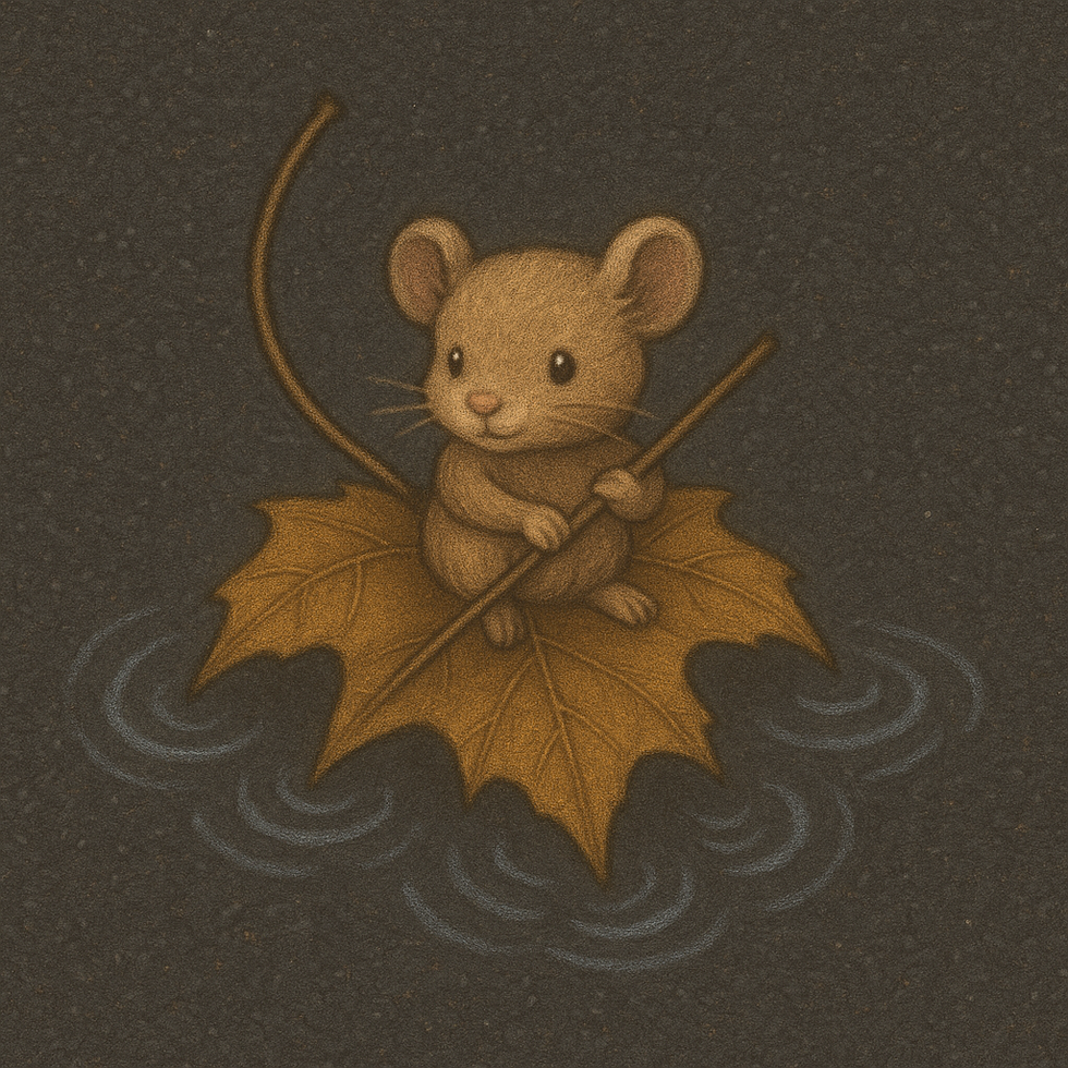 Mouse on Golden Leaf